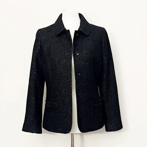 Talbots metallic wool blend blazer jacket chic preppy office classic holiday